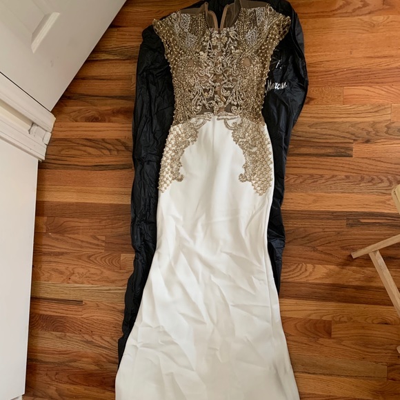 white and gold see-through back gown - Picture 3 of 5